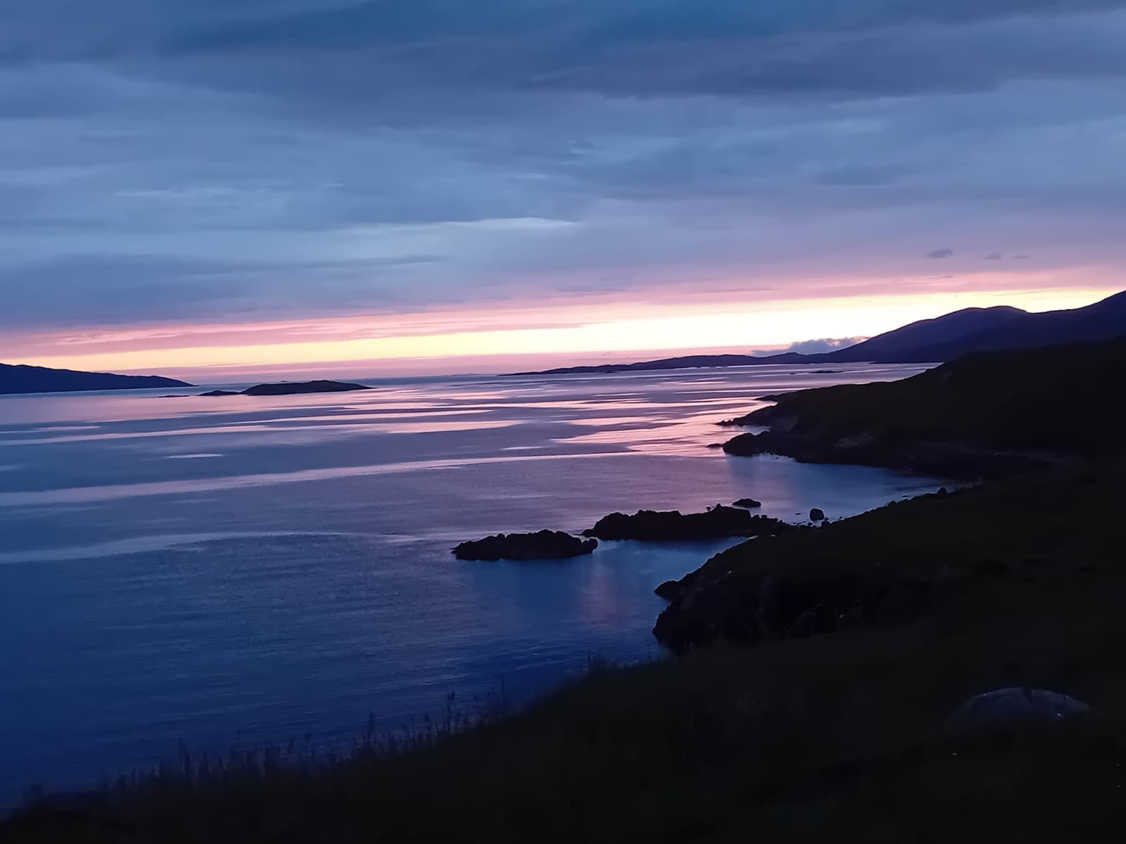 Dusk over the coastline of the Isle of Harris, Outer Hebrides